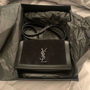 Brand New YSL sac mng book bag suede leather Crossbody/Clutch